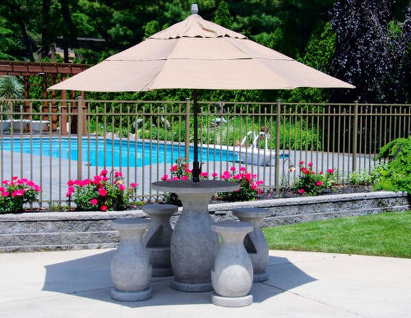 Lazio Cement Table Set Bar Height with Seats Outdoor Decor